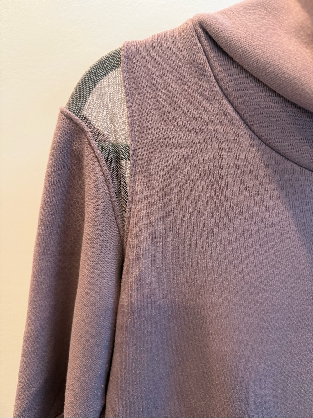 ALO Yoga Advance Mesh Inset Fleece Cropped Cowl Neck Sweatshirt Women Size M - Picture 4 of 8